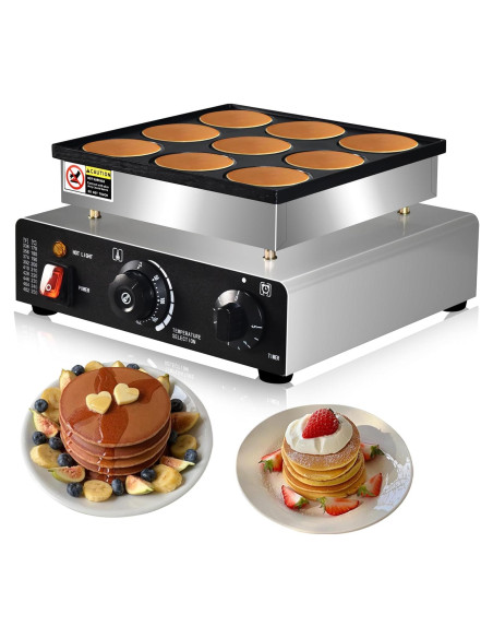 Mini Máquina de Pancakes AEYDJXMER 9 Huecos 950W Acero Inoxidable