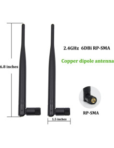 Kit 2 Antenas Omni-Direccionales 6dBi + 2 Cables 20cm RP-SMA 2