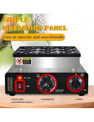 Mini Máquina de Pancakes AEYDJXMER 9 Huecos 950W Acero Inoxidable