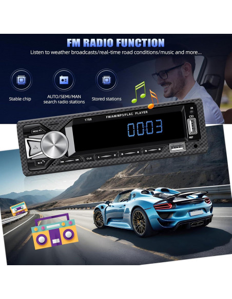Receptor de Audio para Coche AMprime A3100US5 Bluetooth MP3