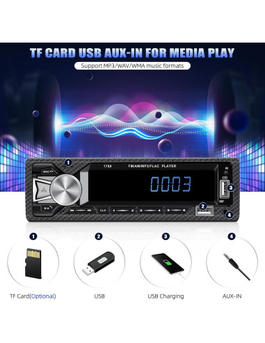 Receptor de Audio para Coche AMprime A3100US5 Bluetooth MP3