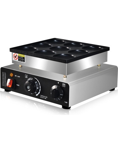 Mini Máquina de Pancakes AEYDJXMER 9 Huecos 950W Acero Inoxidable