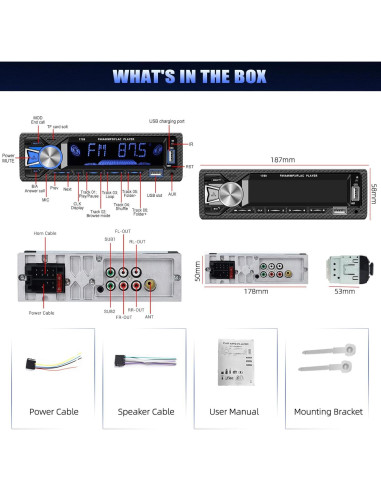 Receptor de Audio para Coche AMprime A3100US5 Bluetooth MP3