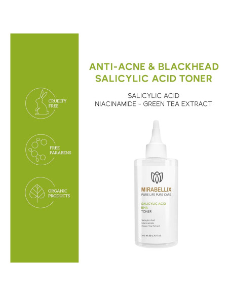 Tónico Ácido Salicílico BHA Mirabellix 200ml Piel Grasa