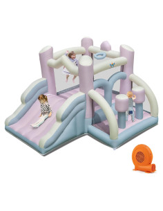Casa Inflable BOUNTECH Rosa y Blanca con Tobogán y Ventilador