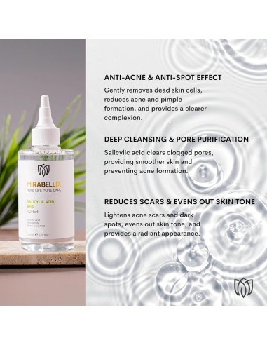 Tónico Ácido Salicílico BHA Mirabellix 200ml Piel Grasa