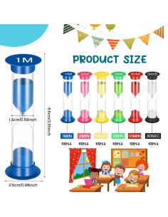 Temporizadores de Arena Xuhal 60 Pcs 30s a 10min para Aula 2