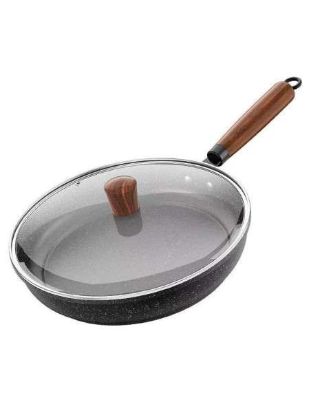 Sartén Antiadherente FJPTFENG 33 cm con Tapa de Vidrio