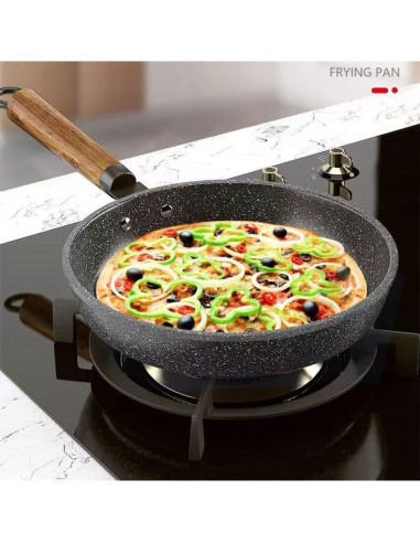 Sartén Antiadherente FJPTFENG 33 cm con Tapa de Vidrio