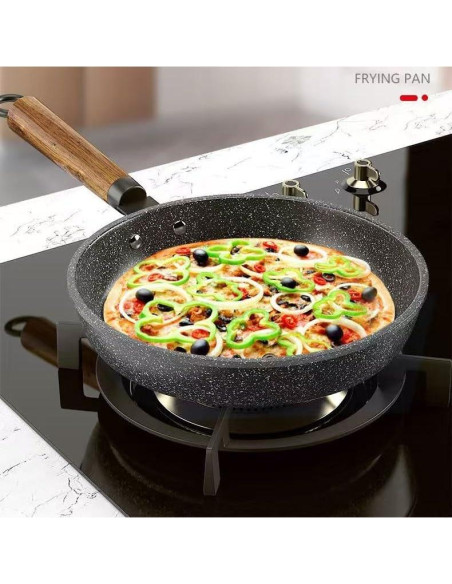 Sartén Antiadherente FJPTFENG 33 cm con Tapa de Vidrio