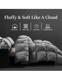 Edredón de Plumas LEYCAY Queen 90x90 cm 850+ Relleno Algodón 2