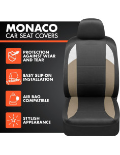 Cubiertas de Asiento BDK Monaco Beige Tricolor Juego Completo 2