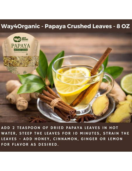 Té de Hoja de Papaya 227 Gr - Way4Organic, Hojas Secas Sueltas