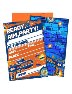 Invitaciones de Guerra de Dardos MSNOR - 30 Paquetes con Sobres