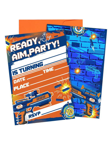 Invitaciones de Guerra de Dardos MSNOR - 30 Paquetes con Sobres