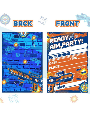 Invitaciones de Guerra de Dardos MSNOR - 30 Paquetes con Sobres