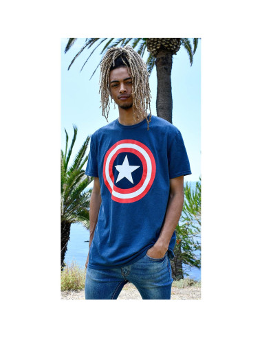 Camiseta de Capitán América Marvel para hombres - Indigo Heather