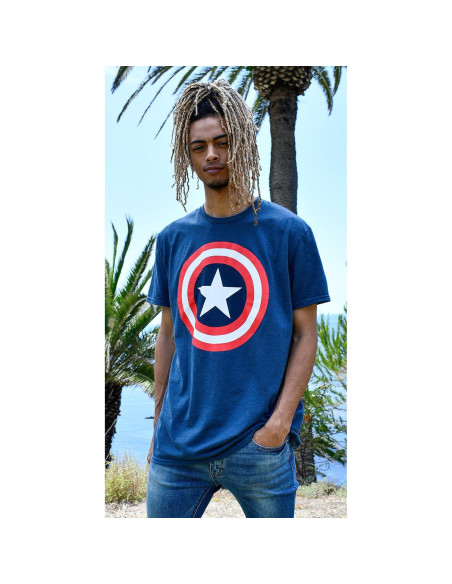 Camiseta de Capitán América Marvel para hombres - Indigo Heather