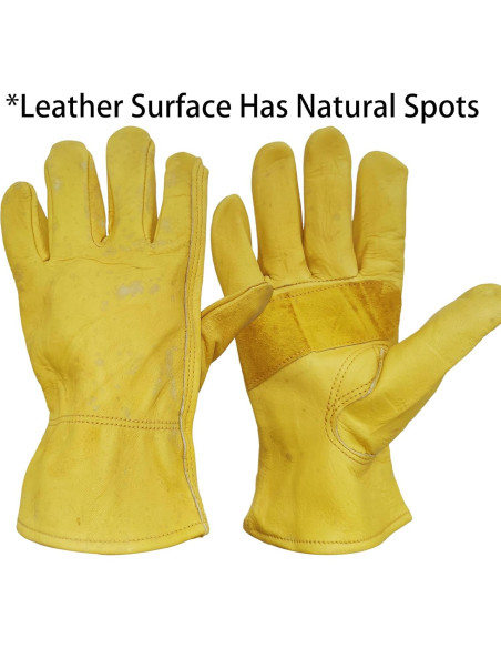 Guantes de trabajo de cuero de vaca - 3 pares, resistentes y duraderos