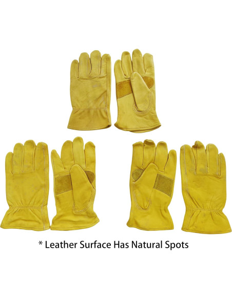 Guantes de trabajo de cuero de vaca - 3 pares, resistentes y duraderos