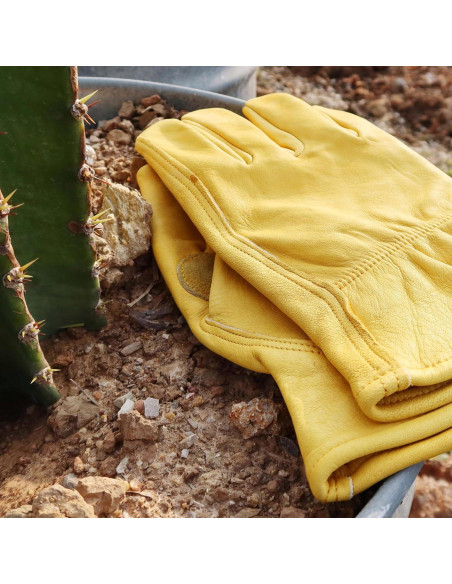 Guantes de trabajo de cuero de vaca - 3 pares, resistentes y duraderos