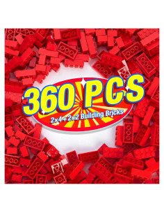 360 Piezas Ladrillos de Construcción Mannidoo Rojo 2x4 y 2x2