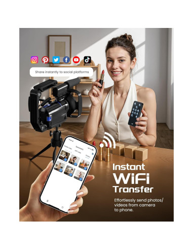 Cámara de Video 5K BREGOO con Pantalla Táctil 3" y Zoom 16X