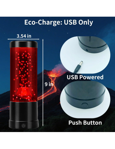 Lámpara Volcán ChicLumen 25.5 cm Luz Nocturna 7 Colores USB