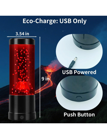 Lámpara Volcán ChicLumen 25.5 cm Luz Nocturna 7 Colores USB