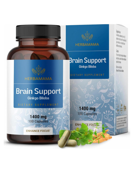 Cápsulas de Soporte Cerebral Herbamama 1400mg - 100 Veganas Cápsulas de Soporte Cerebral Herbamama 1400mg - 100 Veganas