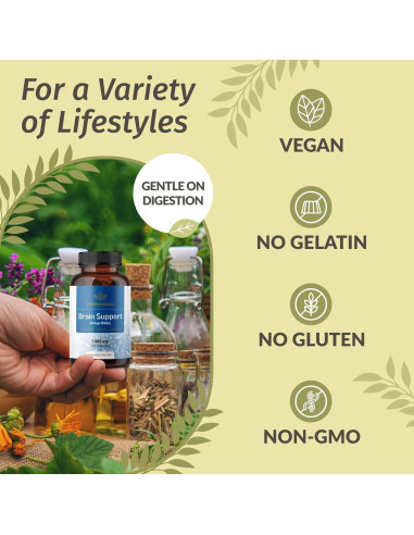 Cápsulas de Soporte Cerebral Herbamama 1400mg - 100 Veganas