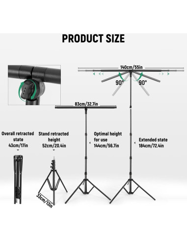 Kit de Fondo Verde Chroma Key LOMTAP 1.4m x 1.8m con Soporte