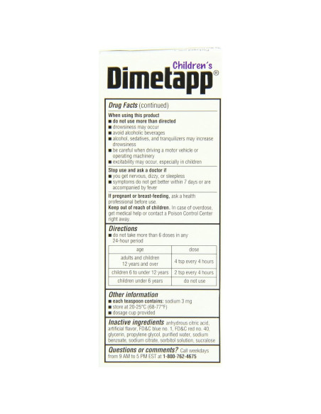 Dimetapp Frío y Alergia Niños 24 Oz Antihistamínico Uva