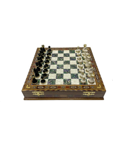 Juego de Ajedrez Grande Antochia Crafts - Tablero de Madera 42x42cm