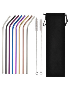 Popotes de Acero Inoxidable Reutilizables Turbokey 20 cm - 10 Piezas