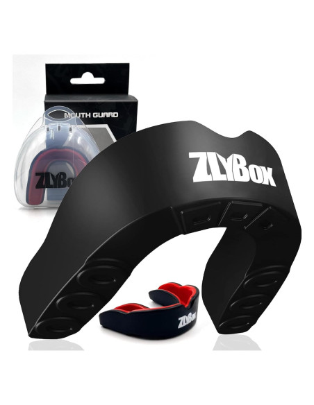 Protector Bucal Deportivo Doble Capa ZLYBox-01 Negro Rojo