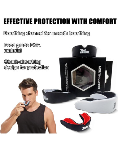 Protector Bucal Deportivo Doble Capa ZLYBox-01 Negro Rojo