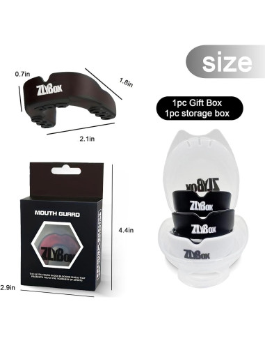 Protector Bucal Deportivo Doble Capa ZLYBox-01 Negro Rojo
