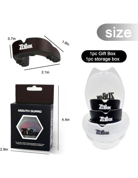 Protector Bucal Deportivo Doble Capa ZLYBox-01 Negro Rojo