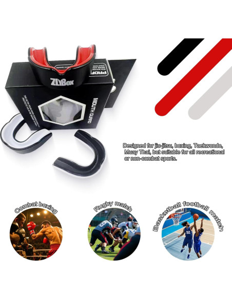 Protector Bucal Deportivo Doble Capa ZLYBox-01 Negro Rojo