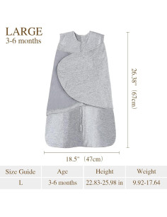 Manta Envolvente para Bebé Ftikvo 100% Algodón Gris 3-6 Meses 2