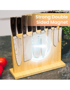 Bloque de cuchillos magnético Kitchen Seven 14 cuchillos bambú 2