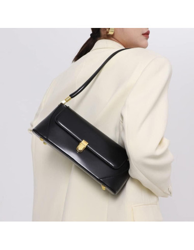 Bolso de Hombro Vintage para Mujeres Cuiab - Negro 27.94x9.4x11.43 cm