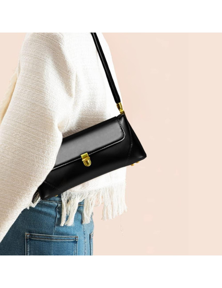Bolso de Hombro Vintage para Mujeres Cuiab - Negro 27.94x9.4x11.43 cm