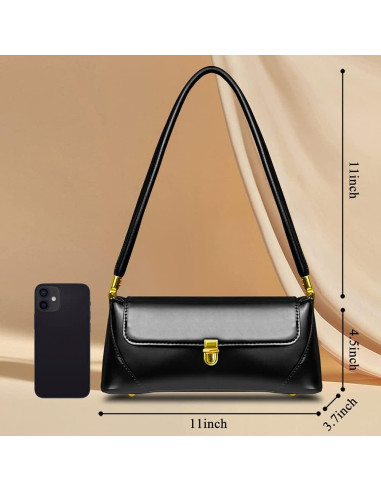 Bolso de Hombro Vintage para Mujeres Cuiab - Negro 27.94x9.4x11.43 cm