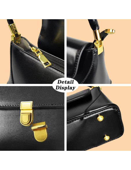 Bolso de Hombro Vintage para Mujeres Cuiab - Negro 27.94x9.4x11.43 cm