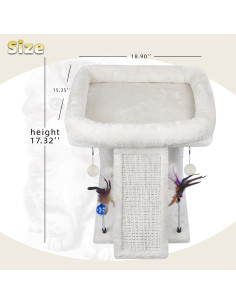 Árbol para Gatos TWDEPART Beige con Rascador y Juguetes 2