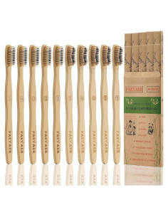 10 Cepillos de Dientes de Bambú Paeyaer Suave y Medio Ecológicos