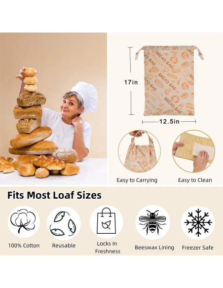 Bolsas de Cera de Abeja GDDAY Extra Grandes para Pan - 2 Piezas Bolsas de Cera de Abeja GDDAY Extra Grandes para Pan - 2 Piezas