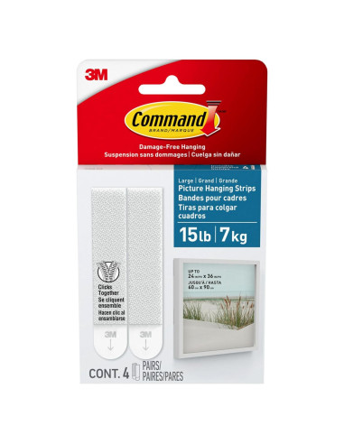 Tiradores de Pared Command 15 lb Blancos, 4 Pares, Resistentes al Agua